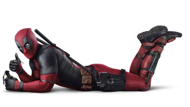 Deadpool laying down.