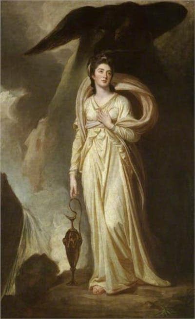 European scholars and the educated public viewed the ancient Greek and Roman past through their contemporary imperial politics, which included embedded racism. Portrait of Elizabeth, Viscountess Bulkeley, as the Greek goddess, Hebe, by George Romney, 1775.