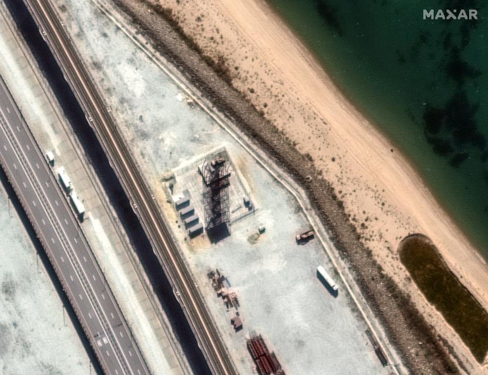 A Pantsir air defense system on a tower near the Kerch Bridge on September 28.