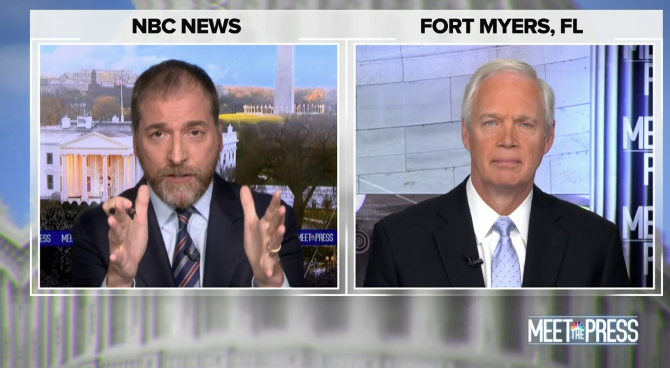 "Meet the Press" moderator Chuck Todd interviews Sen. Ron Johnson. (Screenshot: NBC)