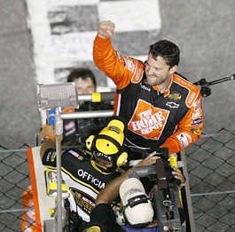 Tony Stewart after winning the Pepsi 400 in 2005.