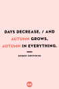 <p>Days decrease, / And autumn grows, autumn in everything.</p>