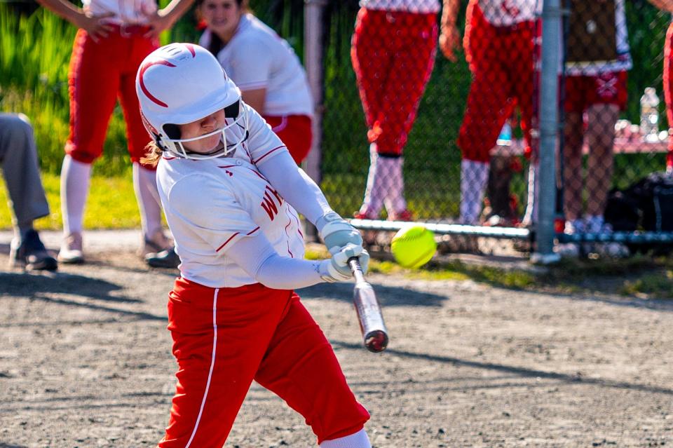 New Bedford's Abby Perry drives the ball for the Whalers.