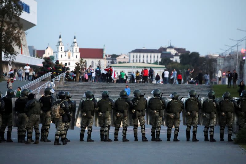 Belarusian opposition supporters protest against the inauguration of President Alexander Lukashenko in Minsk