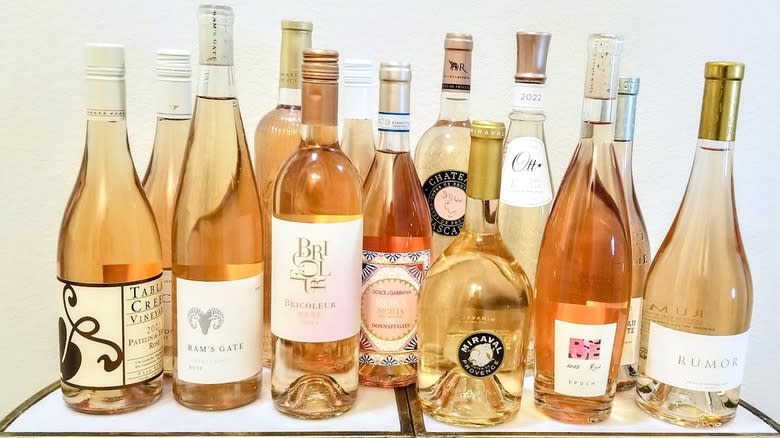 Bottles of rosé wine