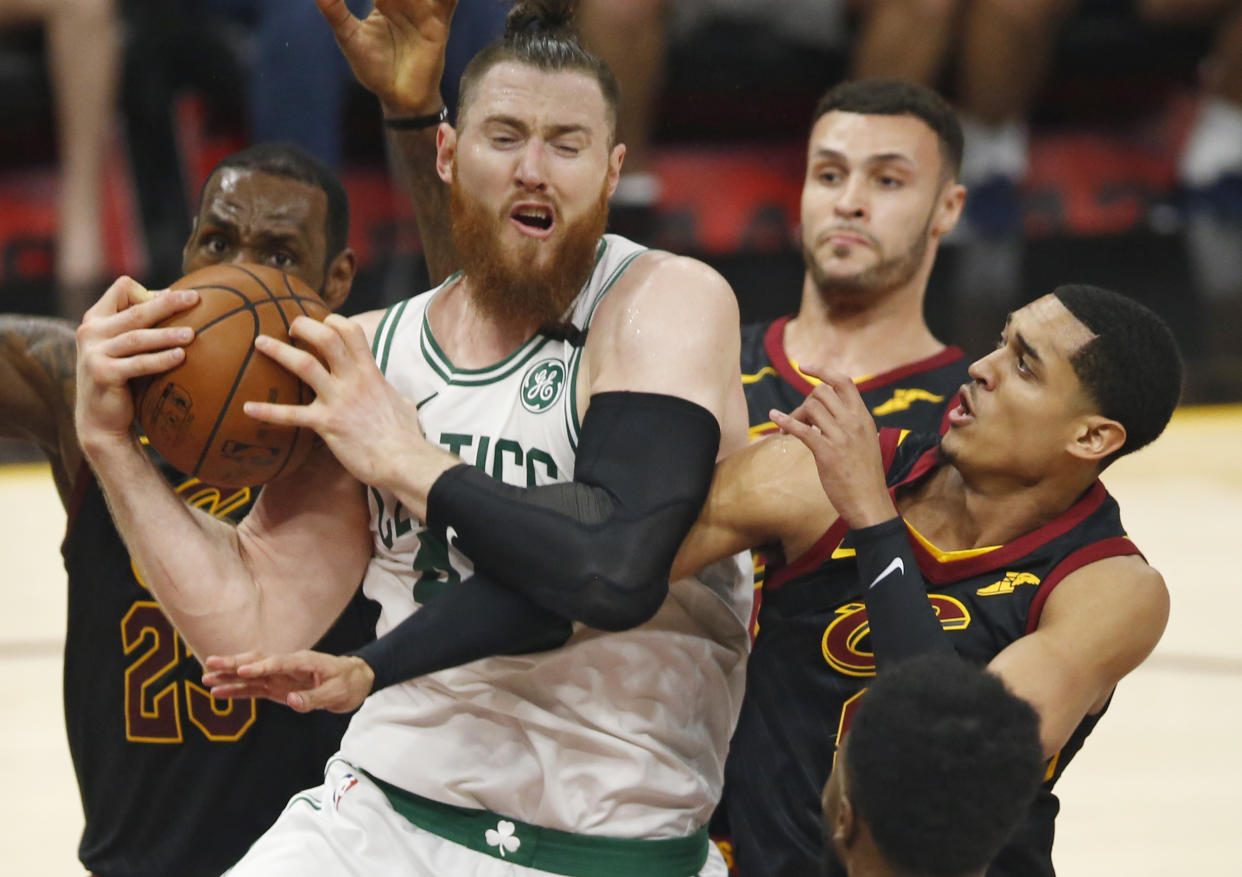 Aron Baynes is a valuable defender for the Celtics. (AP)