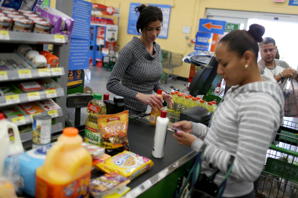 walmart checkout cashier shopping