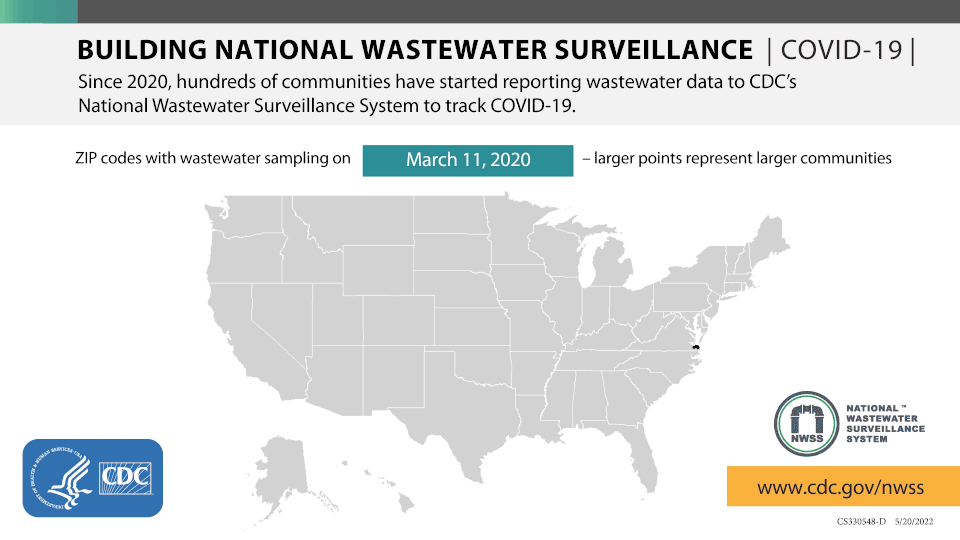 This map shows the ZIP codes where waste water has been sampled for COVID-19. The tracking is part of the National Wastewater Surveillance System.