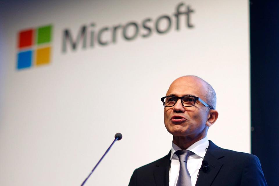 Microsoft’s CEO, Satya Nadella. The company is a major investor in AI  (Hannibal Hanschke/Reuters)