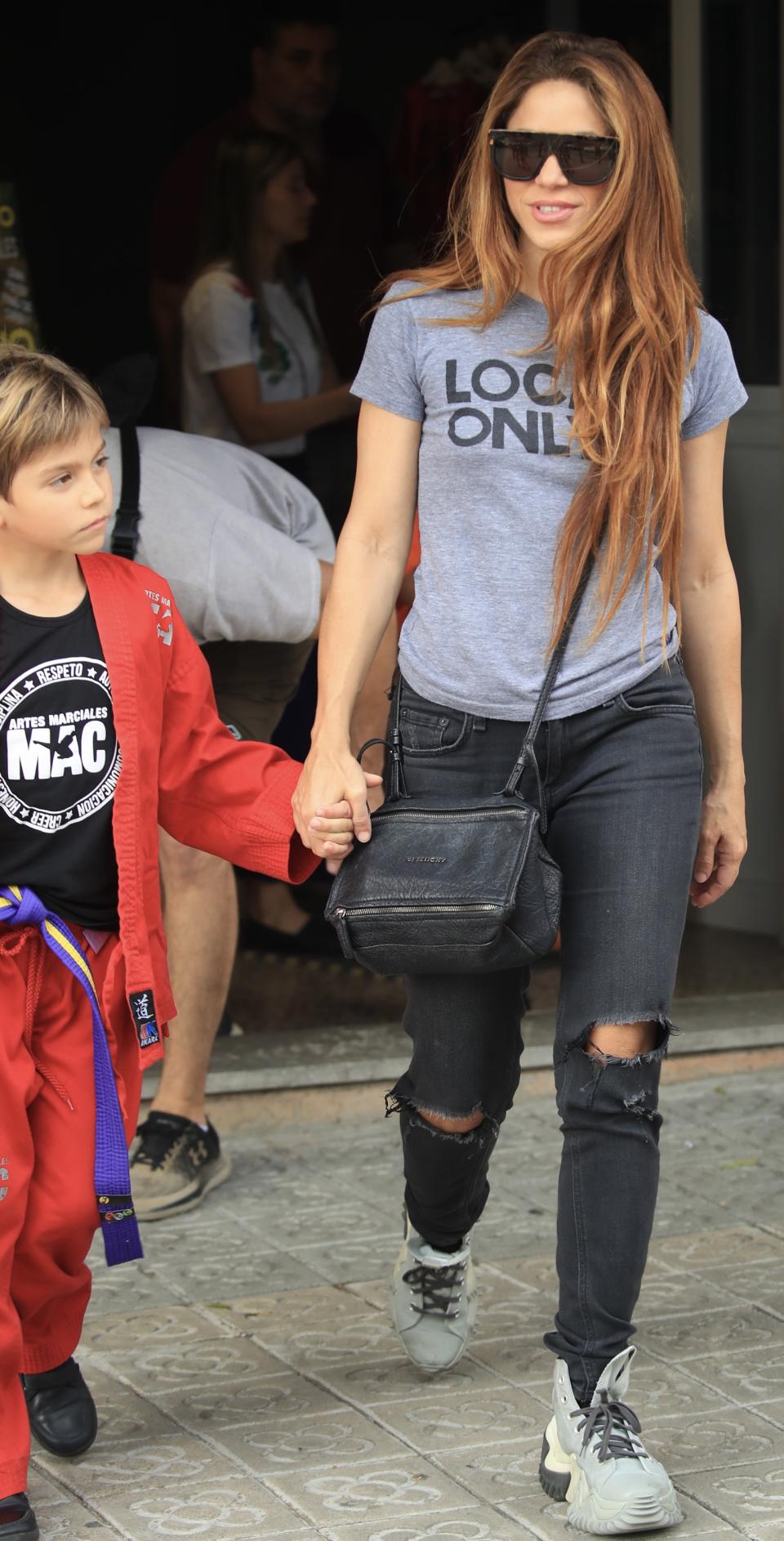 Shakira takes her son Sasha to karate class in Barcelona on June 8. - Credit: SplashNews.com