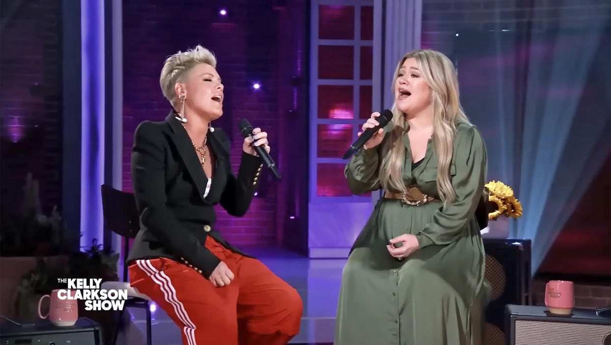 Pink and Kelly Clarkson had fans cheering with their moving duet on 