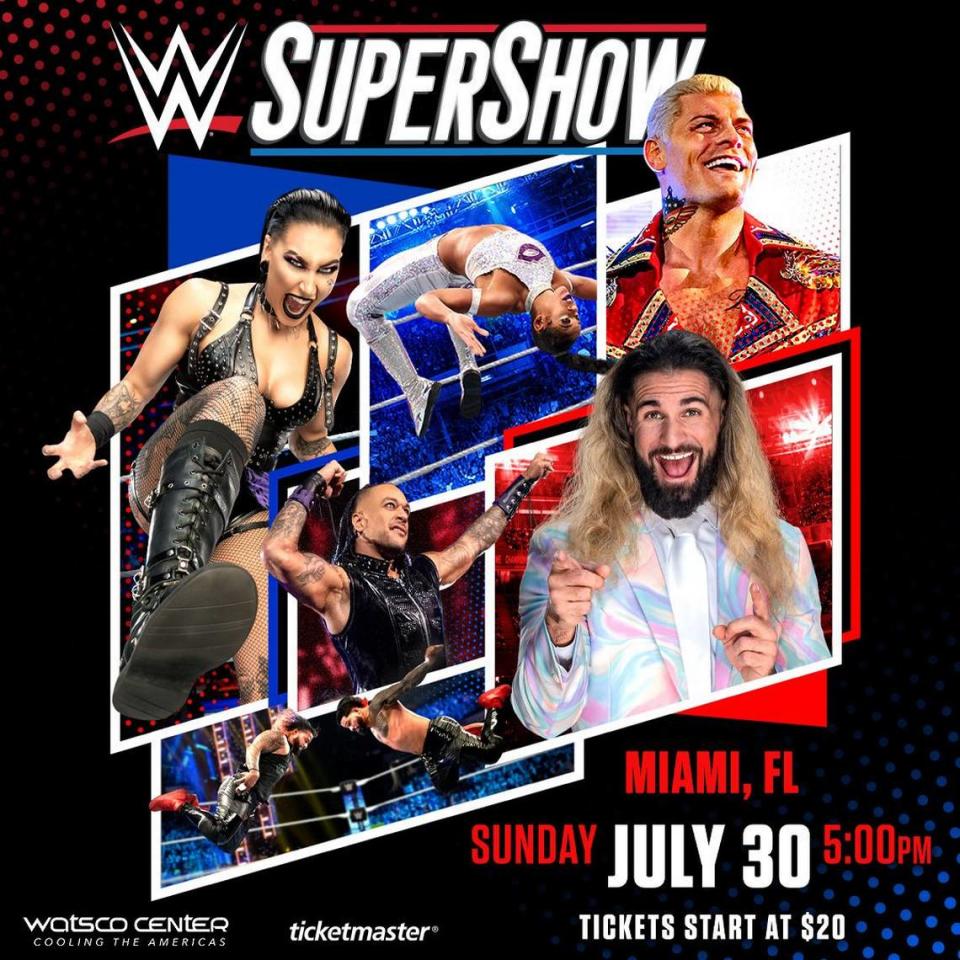 For the first time in company history, the University of Miami will host a WWE show in Coral Gables. A WWE Supershow, with superstars from Raw and SmackDown, invade the Watsco Center -- home of the successful University of Miami men’s and women’s basketball teams on campus at The U -- at 5 p.m. Sunday, July 30.