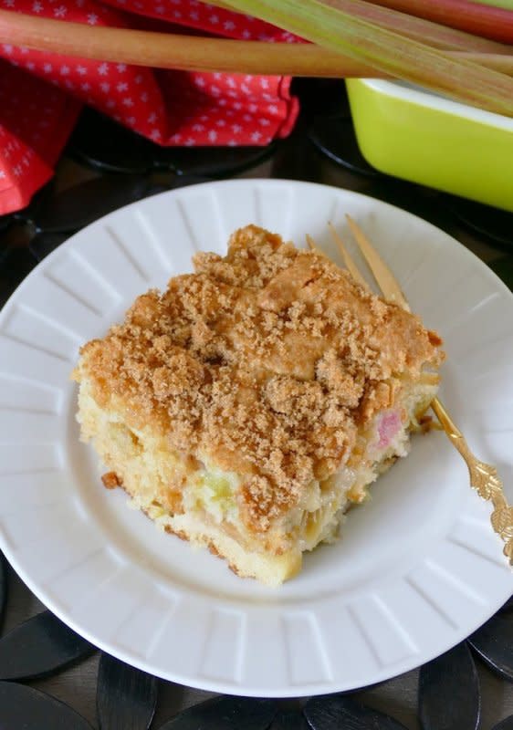 <p>Hot Eats and Cool Reads</p><p>The crunchy brown sugar topping takes this cake to a whole other level of deliciousness. </p><p><strong>Get the recipe: <a href="https://www.hoteatsandcoolreads.com/2015/06/brown-sugar-topped-rhubarb-cake-recipe.html" rel="nofollow noopener" target="_blank" data-ylk="slk:Brown Sugar Topped Rhubarb Cake;elm:context_link;itc:0;sec:content-canvas" class="link rapid-noclick-resp">Brown Sugar Topped Rhubarb Cake</a></strong></p>