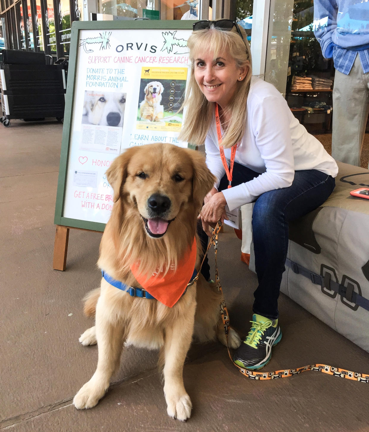 Julie Carter with her Golden Retriever, Oliver, who was diagnosed first with a heart murmur and then, after an echocardiogram, full-blown DCM in February of 2018. (Courtesy Julie Carter)