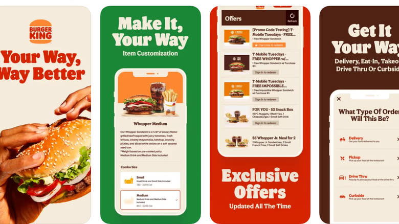 Burger King app screenshots