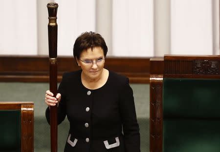 Poland's parliament speaker Ewa Kopacz opens a session at the Parliament in Warsaw September 10, 2014. REUTERS/Kacper Pempel