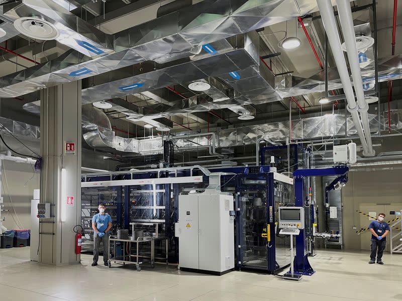 The crystal growing room is seen at a STMicroelectronics plant in Catania