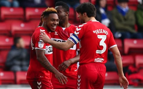 Brit Assombalonga celebrates scoring for Boro - Credit: Getty images