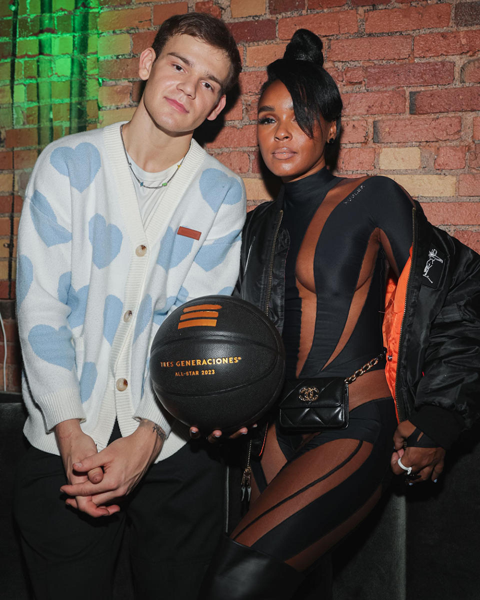 2023 All-Star Weekend Slam Dunk Champion Mac McClung and artist Janelle Monae celebrate with Tres Generaciones Tequila at the All-Star Weekend Wrap Party on February 19, 2023 in Salt Lake City, Utah.