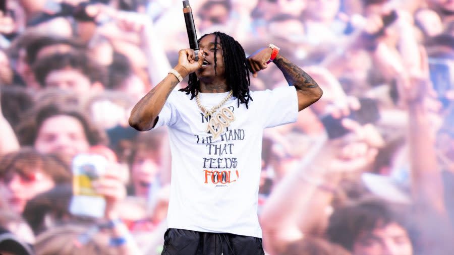 Polo G performs onstage during Austin City Limits Festival at Zilker Park on Oct. 3, 2021 in Austin, Texas. The Chicago-born rapper and his younger brother, Trench Baby, were arrested in Los Angeles on Wednesday. (Photo: Rich Fury/Getty Images)