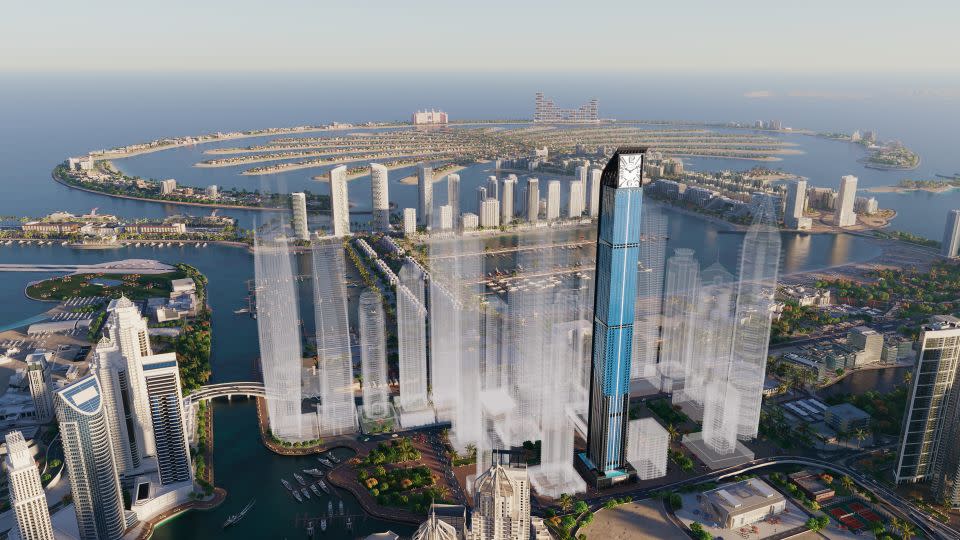 At 450 meters (1,476 feet) tall, the residences will tower over the neighboring skyscrapers in Dubai Marina and will replace Marina 101 as the city's <a href="https://www.skyscrapercenter.com/city/dubai">second-tallest building</a>. - London Gate