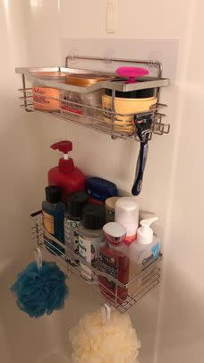 A rustproof shower basket caddy