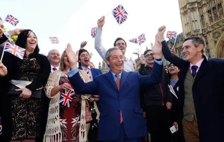 Nigel Farage celebrates Brexit