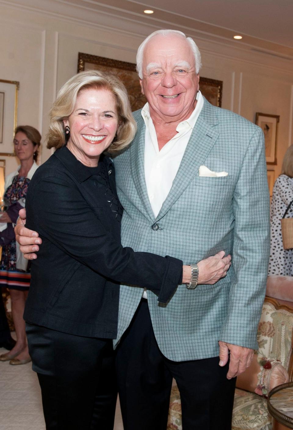 Christine and Robert Stiller at a reception to celebrate the naming of the Michael and Annie Falk Foundation Environmental Exposomics Laboratory at Duke University at a private home Feb. 13, 2019 in Palm Beach.