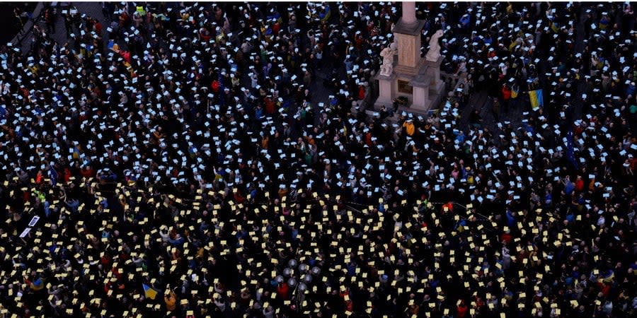 A rally was held in Prague to mark the second anniversary of the beginning of Russia's full-scale invasion of Ukraine, February 24, 2024