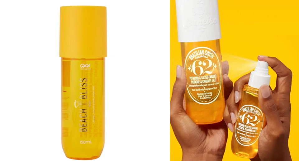 Kmart Sol De Janeiro beauty dupe (left) and the original product (right).