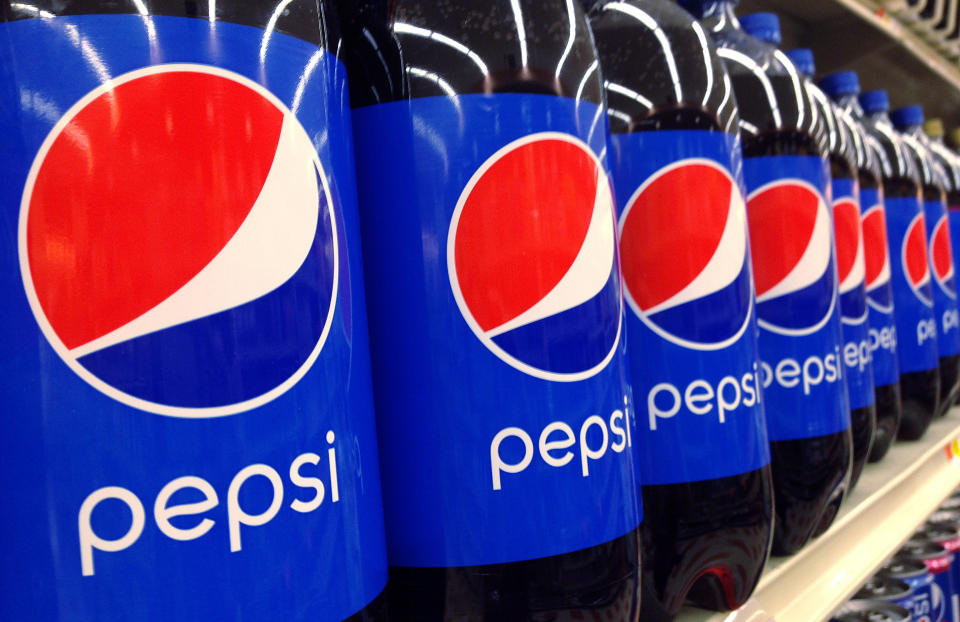 FILE - In this July 9, 2015, file photo, Pepsi bottles are on display for sale at a supermarket in Haverhill, Mass. PepsiCo Inc. reports earnings, Wednesday, Oct. 4, 2017. (AP Photo/Elise Amendola, File)