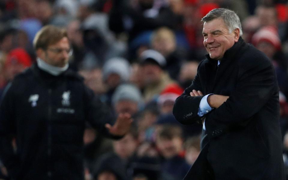 Sam Allardyce appeared happy enough with himself after Everton took a point away from Anfield - Action Images via Reuters