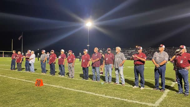 PHOTO: Members of the 1972 championship team reunite at Uvalde’s first home home of the season, Sept 2, 2022, Uvalde, Texas. (Emily Shapiro/ABC News)