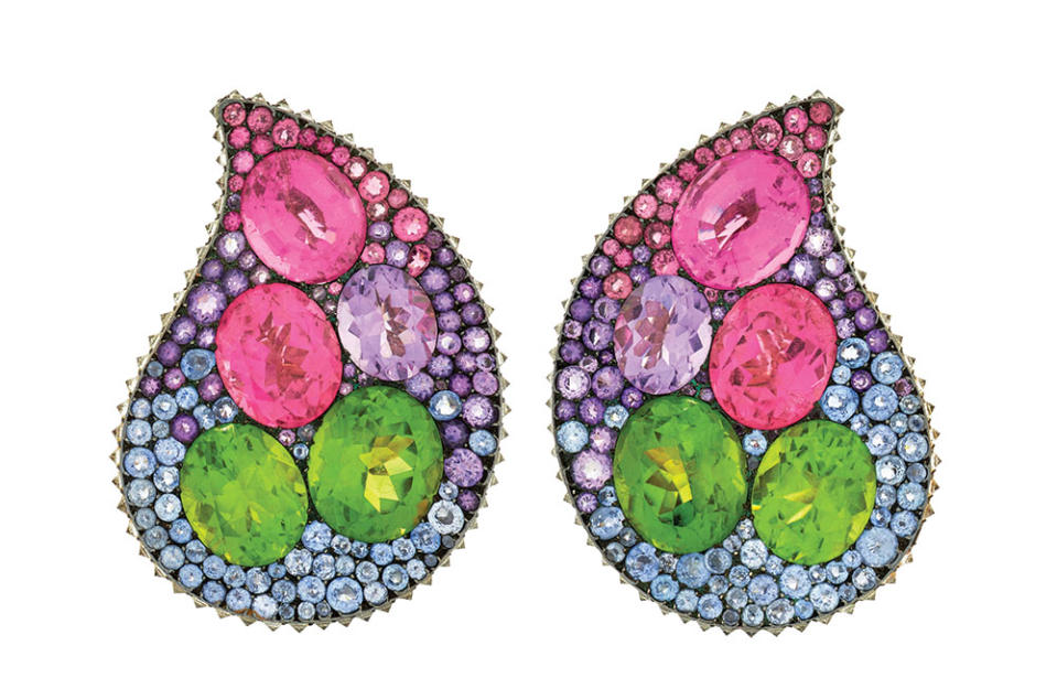 A pair of JAR gemset earrings with an estimate of $180,000 to $250,000.