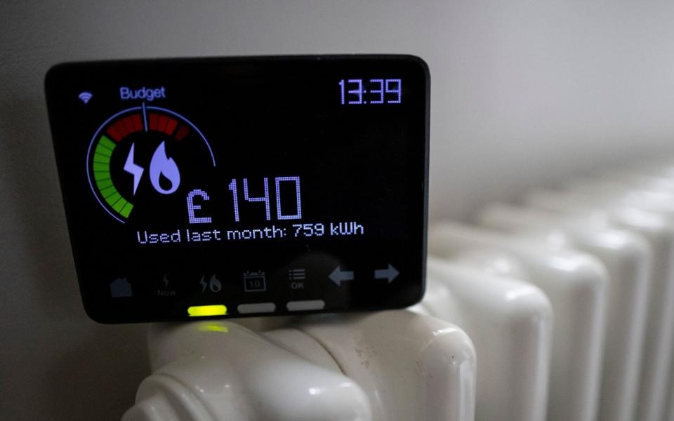 A smart energy meter, used to monitor gas and electricity use, is pictured with a radiator in a home in London, Britain, 27 February 2023 - TOLGA AKMEN/EPA-EFE/Shutterstock