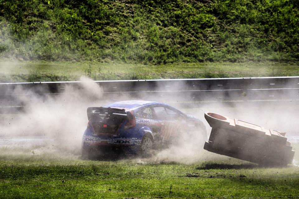 Ouch: Michael De Keersmaecker comes a cropper at Rallycross’s old UK home, Lydden Hill, last year