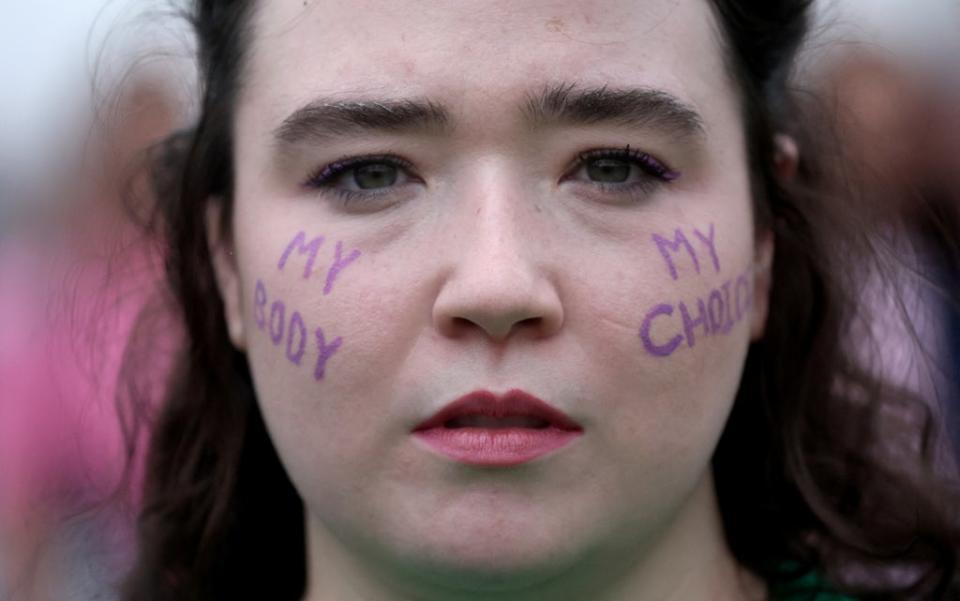 Abortion rights protesters participate in nationwide demonstration (REUTERS)