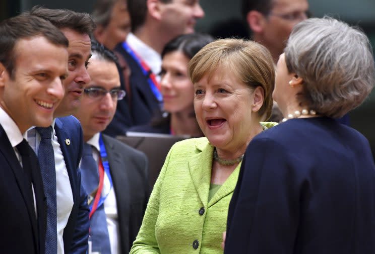 Something to laugh about – Mrs May and German Chancellor, Angela Merkel (Rex)