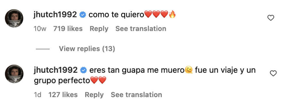 One of Josh's comments include "como te quiero [three hearts]