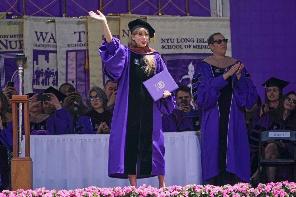 <p>After receiving her degree, Swift joked, "I'd like to thank NYU for making me technically, [on] paper at least, a doctor. Not the type of doctor you would want around in case of an emergency ... unless your specific emergency was that you desperately needed to hear a song with a catchy hook and an intensely cathartic bridge section. Or if your emergency was that you needed a person who can name over 50 breeds of cats in one minute."</p>