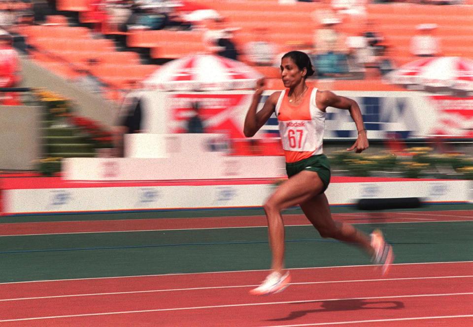 <p>A name synonymous with Indian athletics, Usha won silver medals in the 100 m and the 200 m events in the 1982 New Delhi Asiad, gold in the 400 m (with a new Asian record) in the Asian Track and Field Championship in Kuwait and became the first Indian women to enter the final of an Olympics event at the 1984 Los Angeles Olympics.</p> 