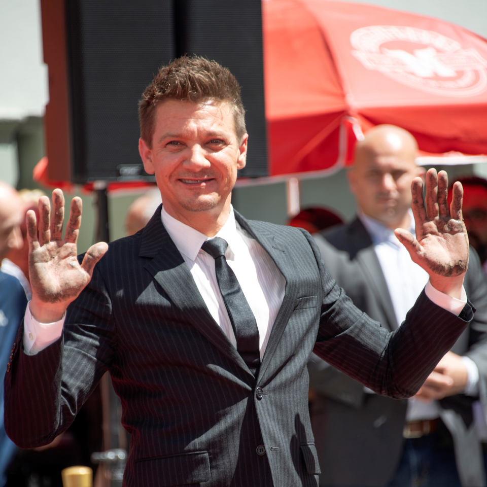 Jeremy Renner after placing his handprint in cement at the TCL Chinese Theatre IMAX forecourt with the cast of Avengers: Endgame 2019