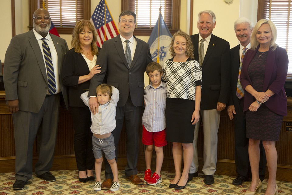 Dane Scalise was sworn in as the newest member of New Hanover County's Board of Commissioners on April 17. Scalise fills the seat of Commissioner Deb Hays, who died unexpectedly in March.