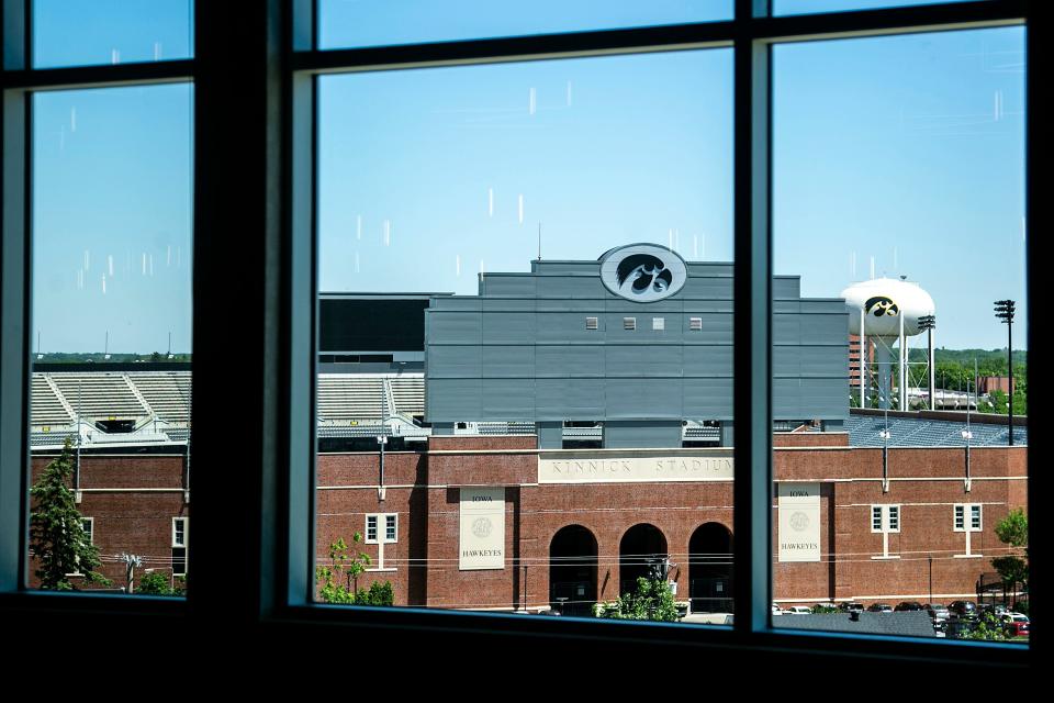 Kinnick Stadium is seen from a sixth-floor event space at the Courtyard Marriott in University Heights.