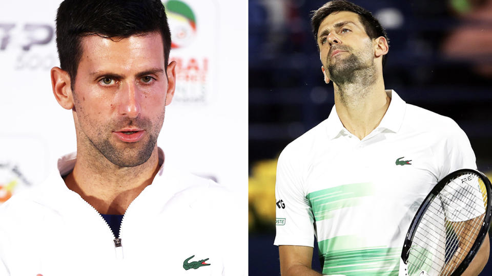 Novak Djokovic, pictured here after his loss in Dubai.