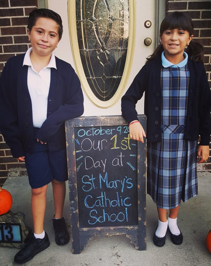 Cady and her sister started a new school this week. Photo: Facebook