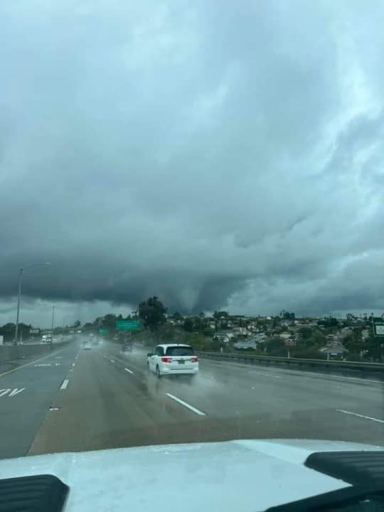 Photo of a possible wall cloud forming over the J Street area in Chula Vista on Feb. 6, 2024. (Courtesy of Christine Asaro)