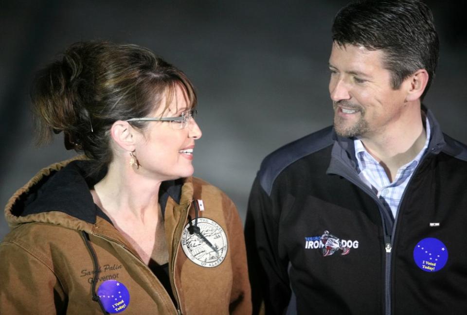 From left: Sarah and Todd Palin in 2008
