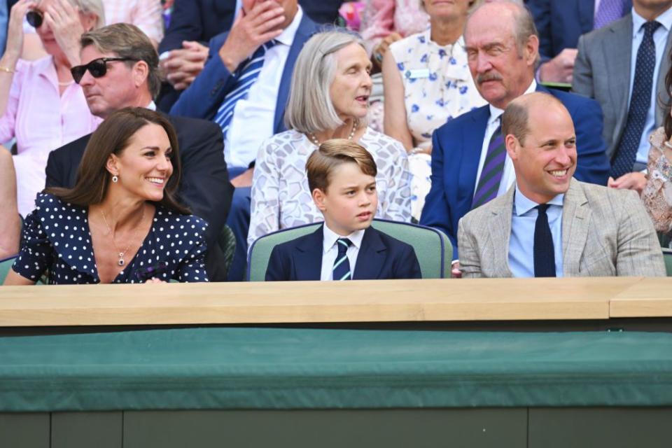 <p>Kate made <a href="https://www.townandcountrymag.com/society/tradition/g40548225/kate-middleton-wimbledon-photos/" rel="nofollow noopener" target="_blank" data-ylk="slk:numerous appearances at Wimbledon this year;elm:context_link;itc:0;sec:content-canvas" class="link ">numerous appearances at Wimbledon this year</a>, but the highlight was when Prince George joined her and Prince William for the men's finals. </p><p><a class="link " href="https://www.townandcountrymag.com/society/tradition/g40566795/kate-middleton-prince-george-prince-william-wimbledon-mens-finals-2022-photos/" rel="nofollow noopener" target="_blank" data-ylk="slk:Read more about George's royal debut at Wimbledon;elm:context_link;itc:0;sec:content-canvas">Read more about George's royal debut at Wimbledon</a></p>