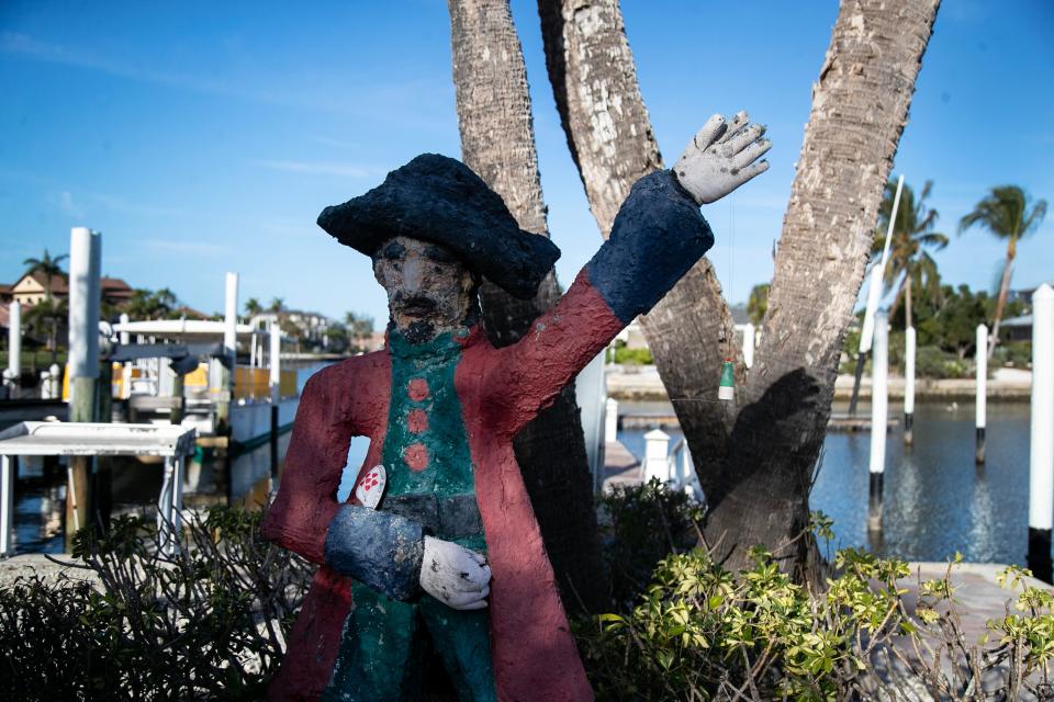 The pirate at the Sanibel Marina on Sanibel Island is a popular place for shell fairies to hide their shells.
